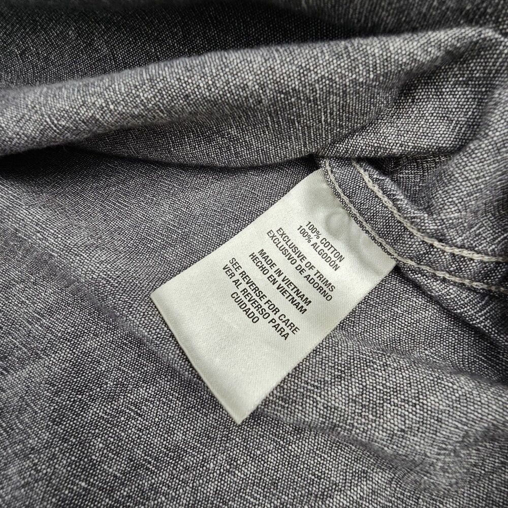 Woolrich Mens M Gray Chambray Work Shirt Short Sleeve Dual Pocket 100% Cotton - Picture 5 of 9